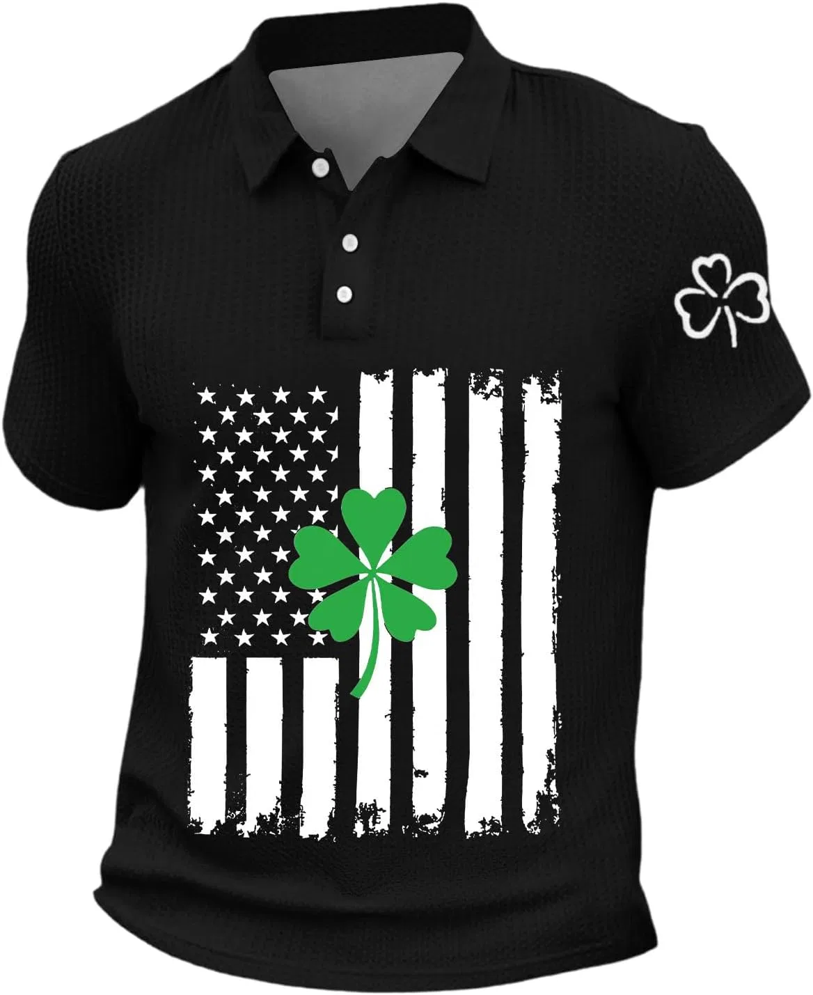 Футболка мужская 2026 St Patricks Day с принтом American Flag Shamrock, короткий рукав, ирландская праздничная повседневная generic, черный
