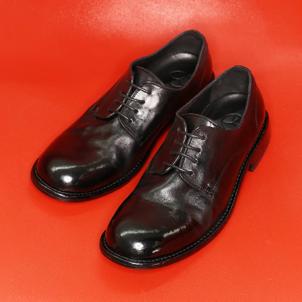 Мужские дерби туфли First Cowhide Washed, чёрные, от Yase
