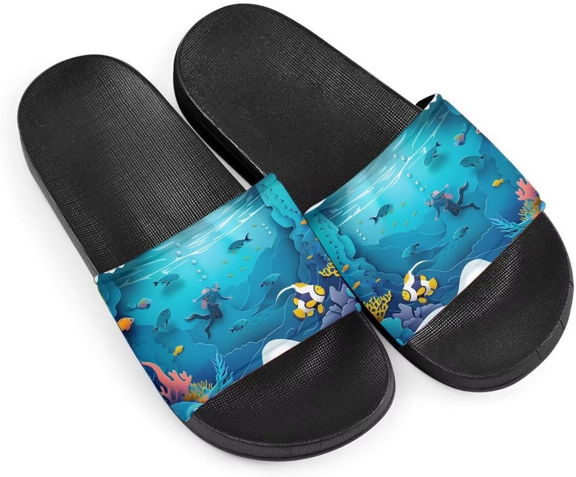 

Женские сандалии Dive Lover, удобные легкие летние тапочки, нескользящие шлепанцы для пляжа, отеля, дома и улицы Getelinseng, Colorful Ocean Fish