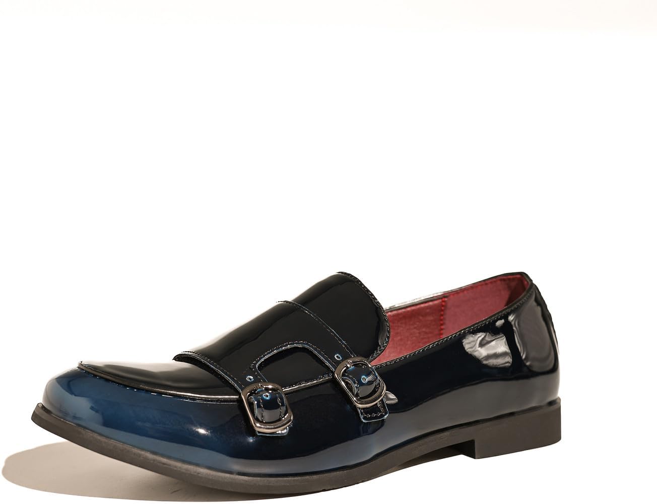 

Мужские лоферы Santimon с двумя пряжками из лакированной кожи, стильные слипоны, современные монк-страп, элегантная обувь для повседневного и формального ношения, синий