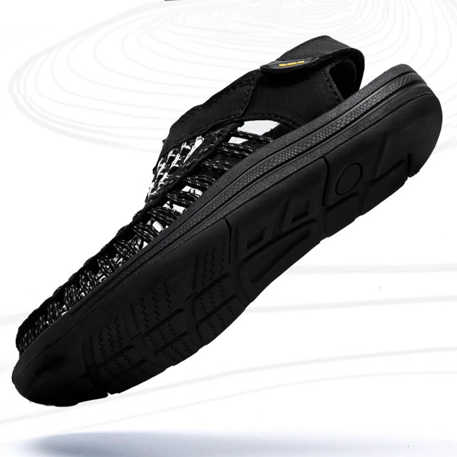 Men's Woven Slip-On Сандалии Breathable Flat Сандалии Lightweight Mesh Сандалии for Men Outdoor Black Casual Water Shoes Dacnakby, черный — фото 3