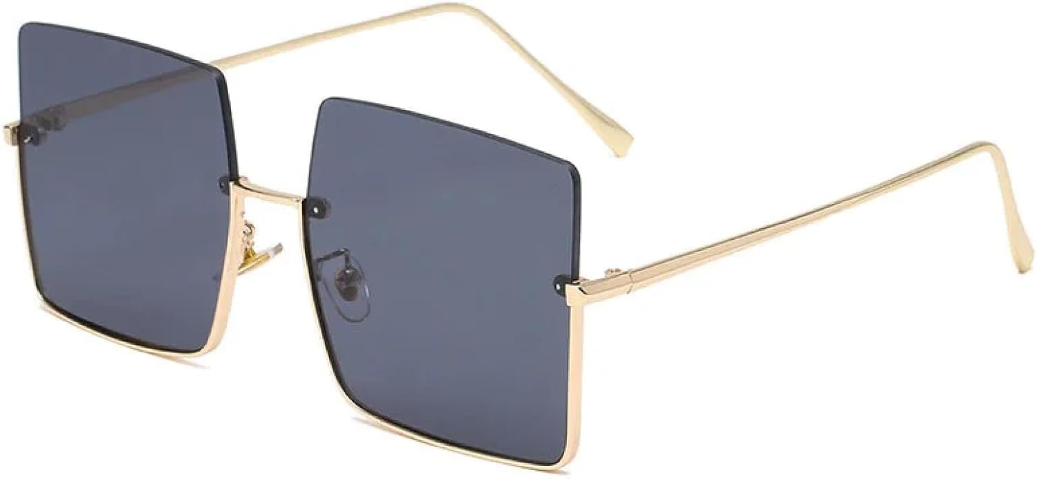 

Модные солнцезащитные очки в полуободковой оправе, без оправы, металлические, в стиле ретро, ​​полуободковая оправа, линзы с градиентом цвета "океан" TKKTLLT, Gold Black