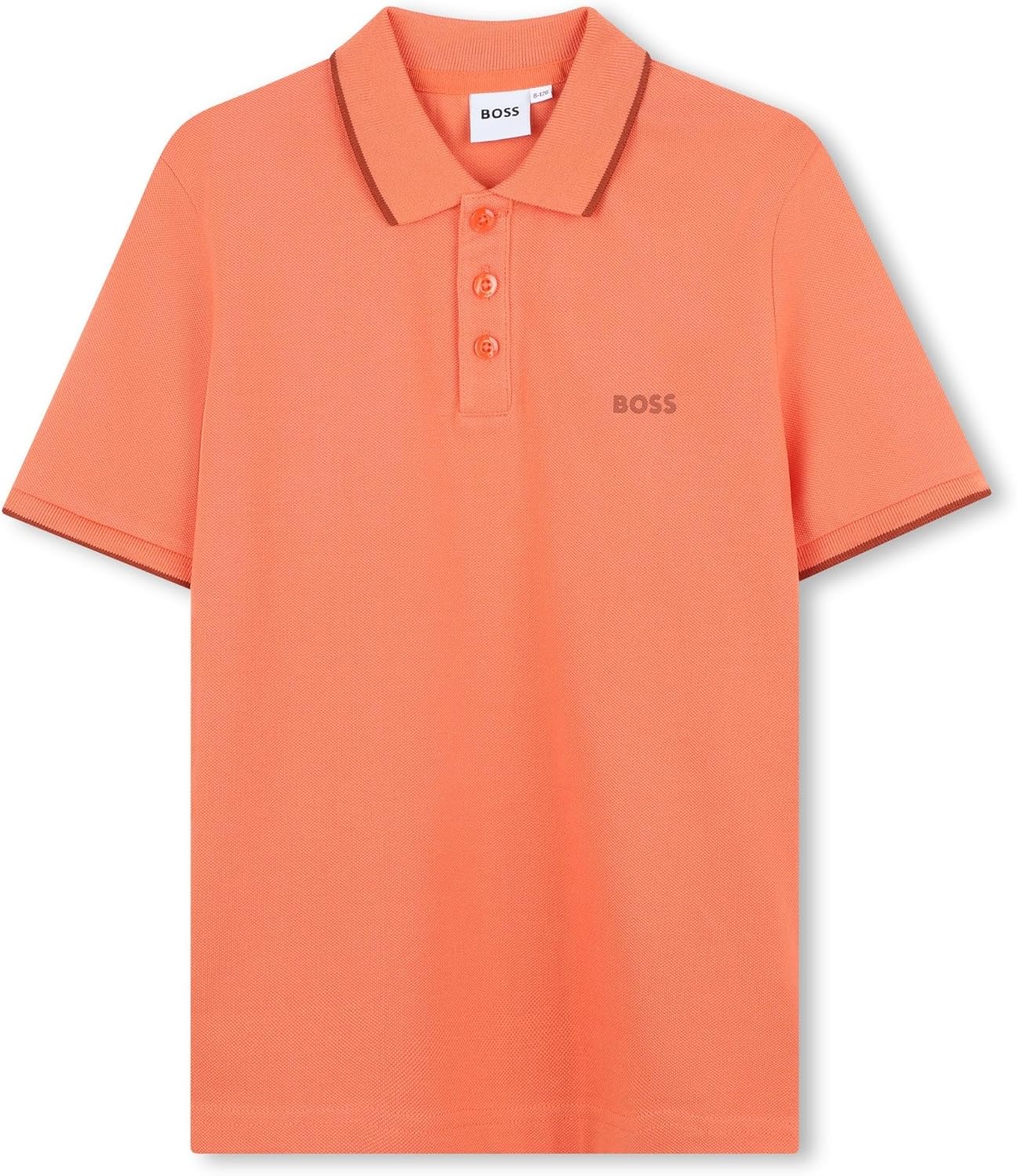

BOSS Boys Short Sleeve Knit Polo Shirt, мягкая и дышащая, школьная форма с полосатым воротником, Bright Red