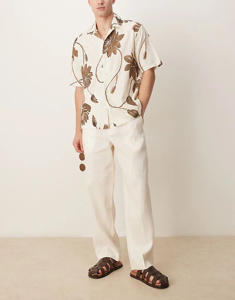 

Брюки Selected Homme из чистого льна белого цвета