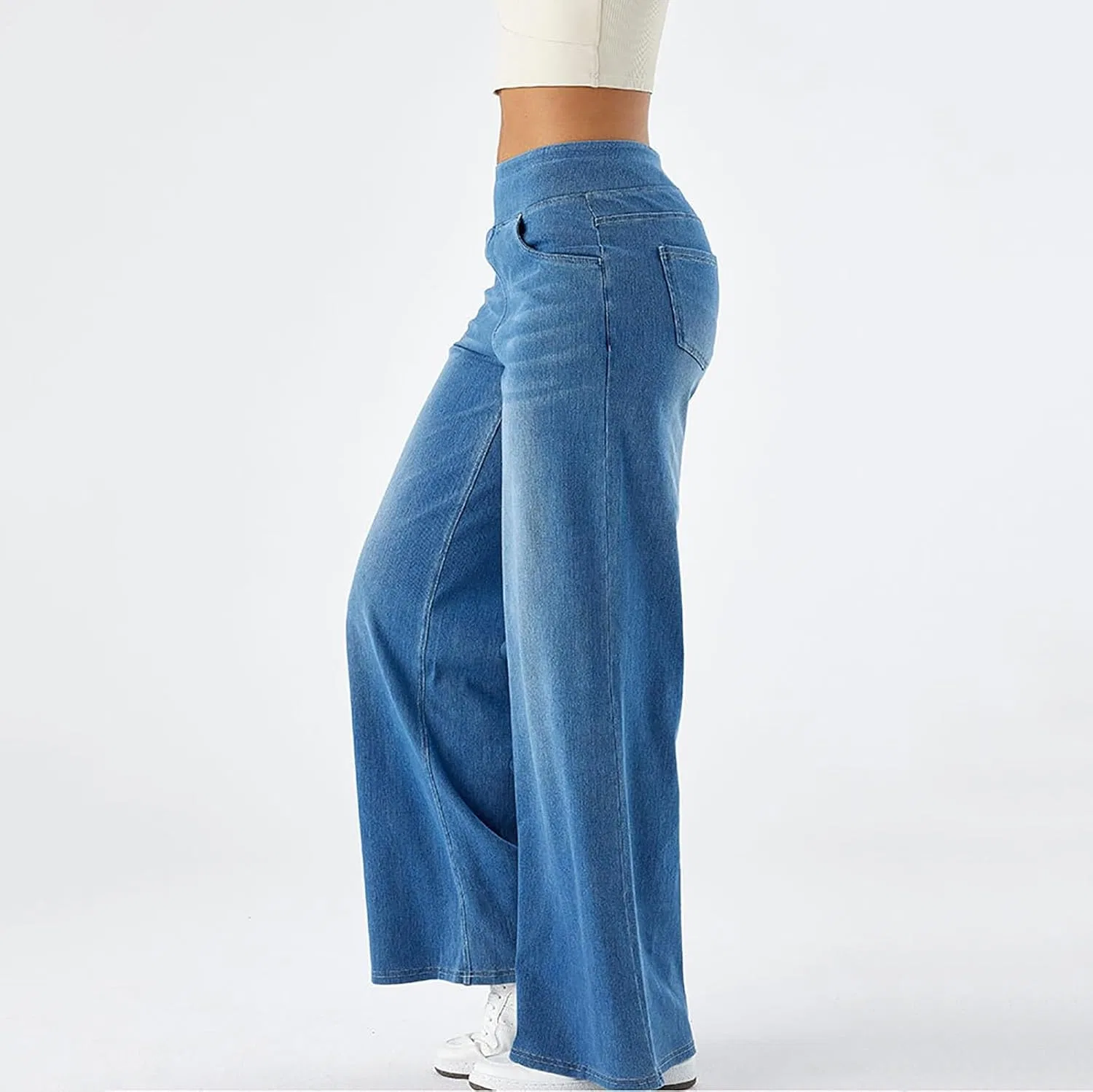 Джинсы свободные, Sky Blue, Women's Wide Leg Jeans — фото 2