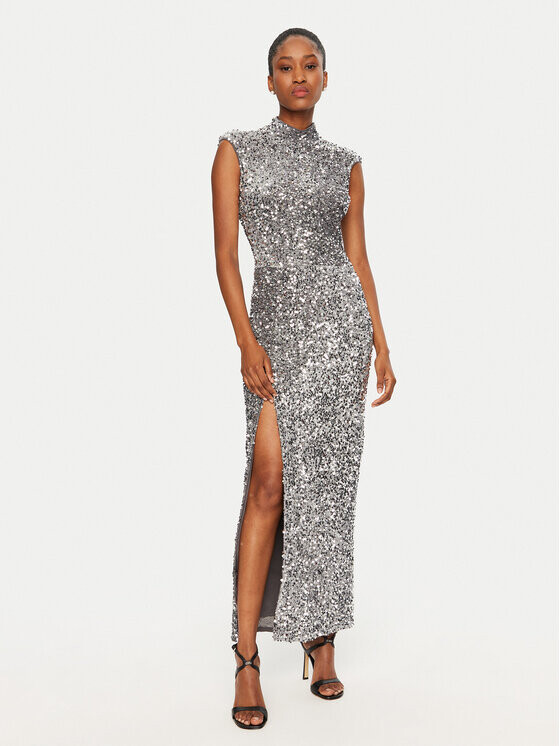 

Вечернее платье стандартного кроя Bardot, серебряный