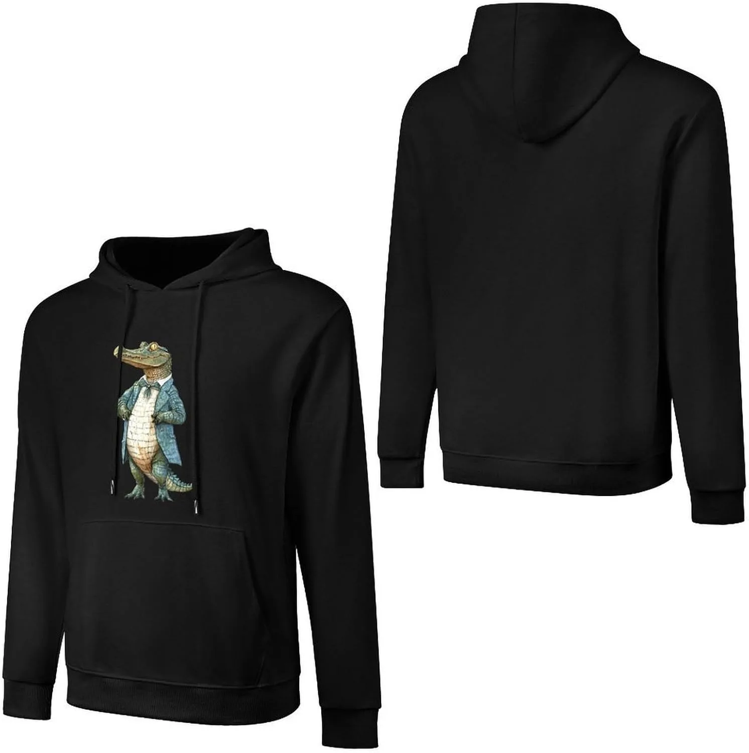 Толстовка Crocodile Gentleman Fashion с капюшоном и карманом Generic, черный — фото 4