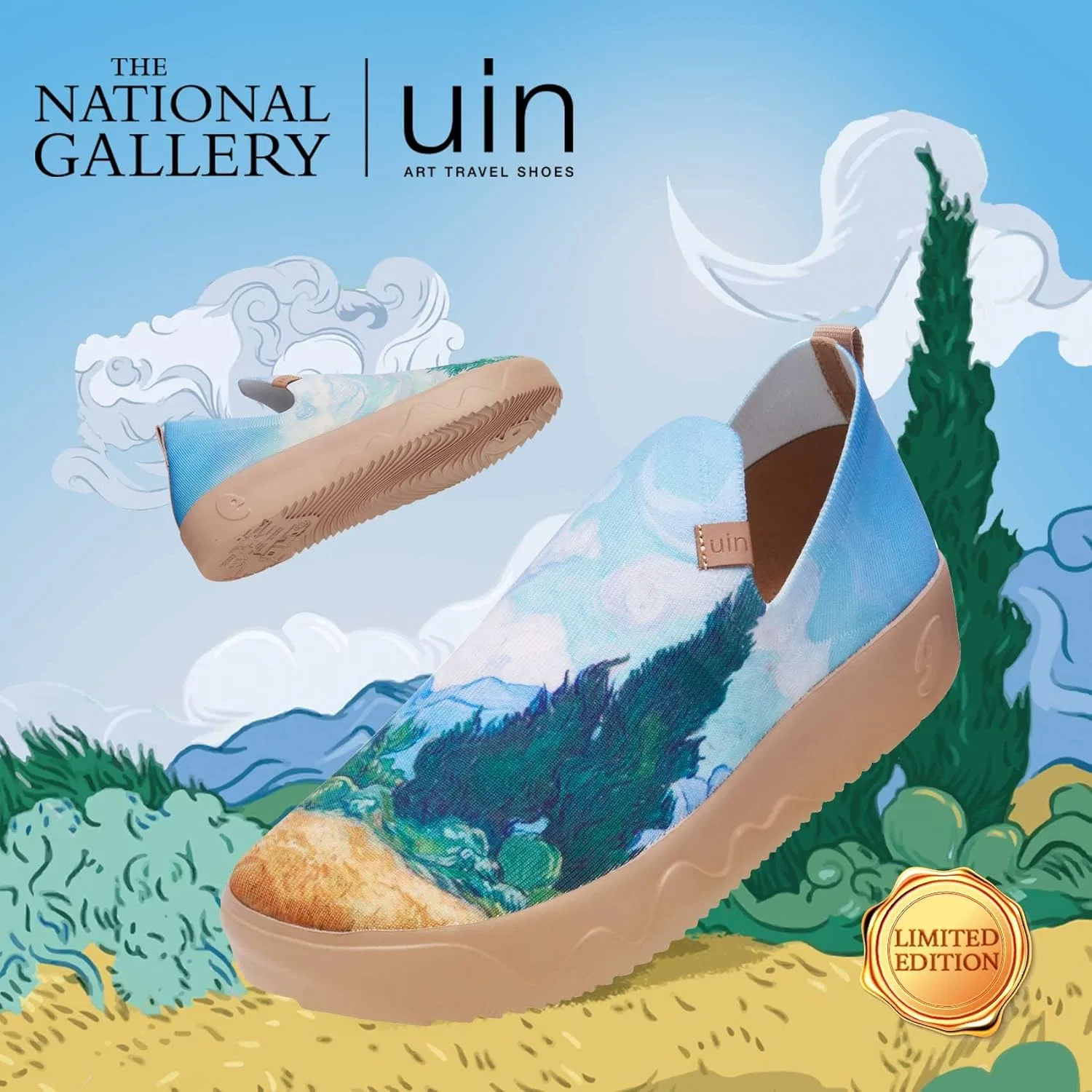 Лоферы мужские с рисунком UIN, Fuerteventura-van Gogh Wheatfield With Cypresses — фото 3