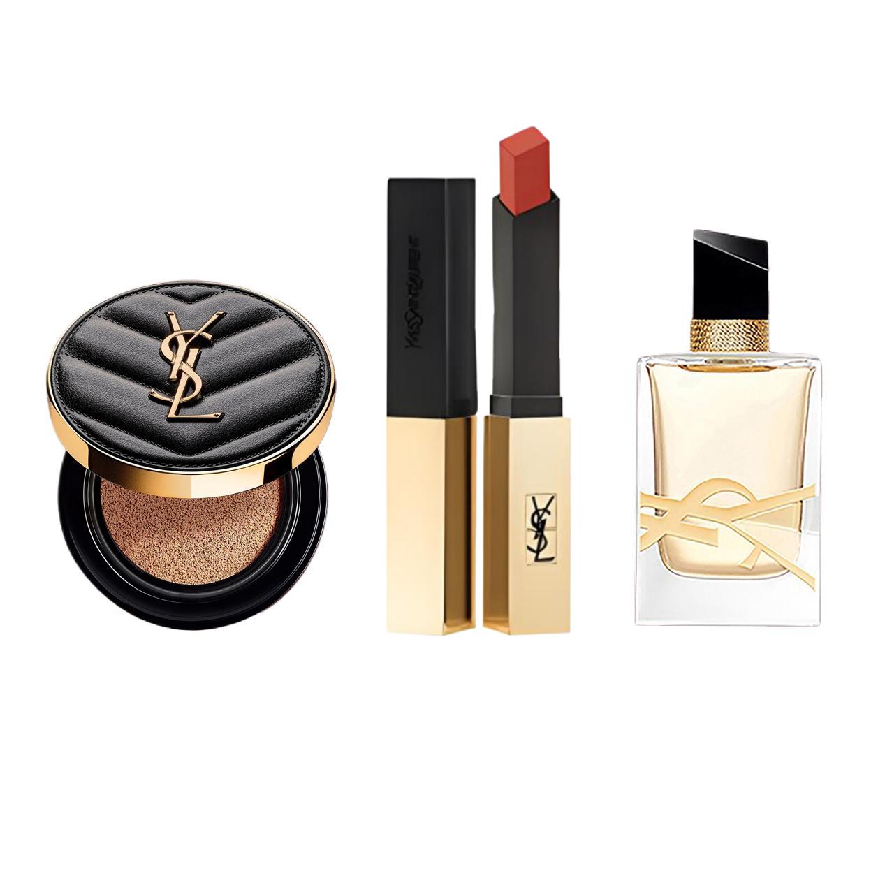 Набор Yves Saint Laurent: губная помада Rouge Pur Couture The Slim 1966 + кушон Touche Eclat Glow-Pact B10 + парфюмерная вода Libre, 7,5 мл — фото 4