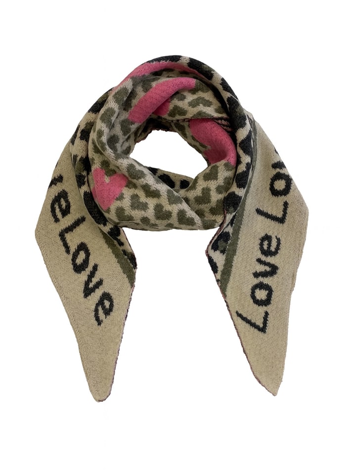 

Faera Треугольный шарф Animal Love, эластичная вязка, леопардовый принт, зеленый