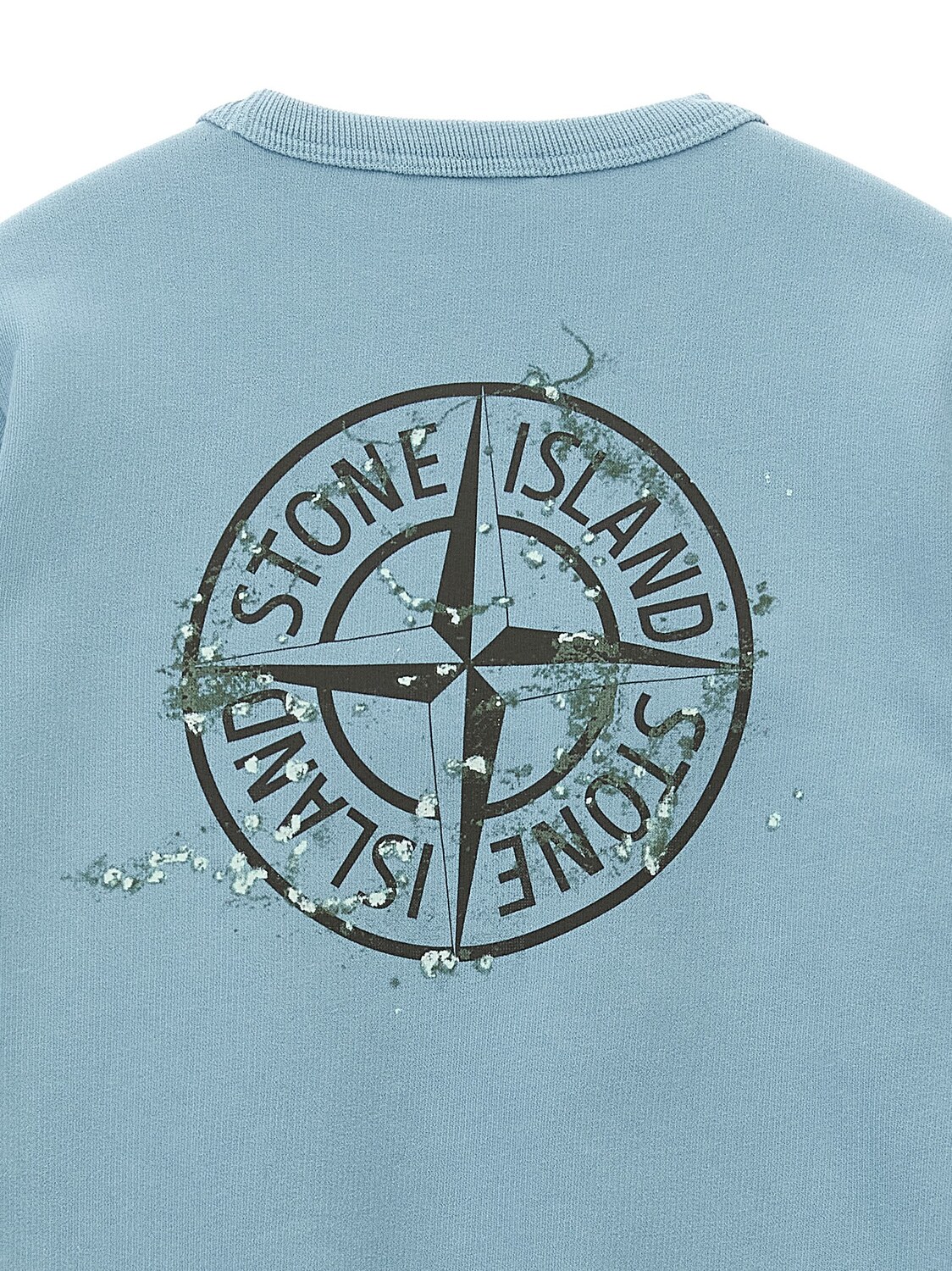 Свитшот с принтом спереди и сзади Stone Island Junior, голубой — фото 3