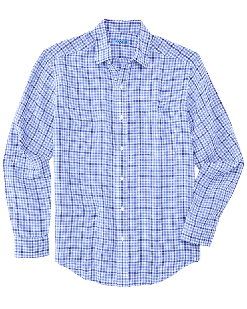 

Рубашка из льна в клетку J.McLaughlin Gingham Gramercy, синий