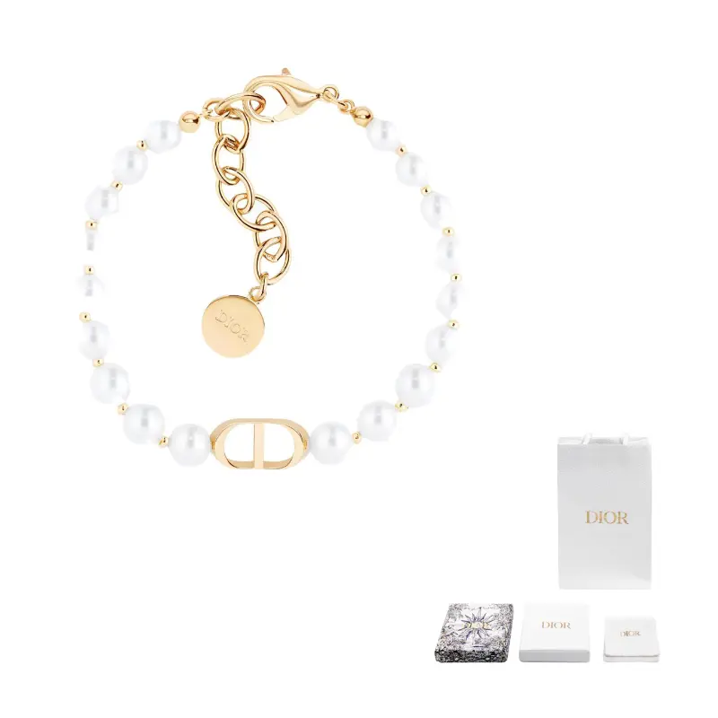 

Браслет из смолы, жемчуга и металла женский DIOR, белый