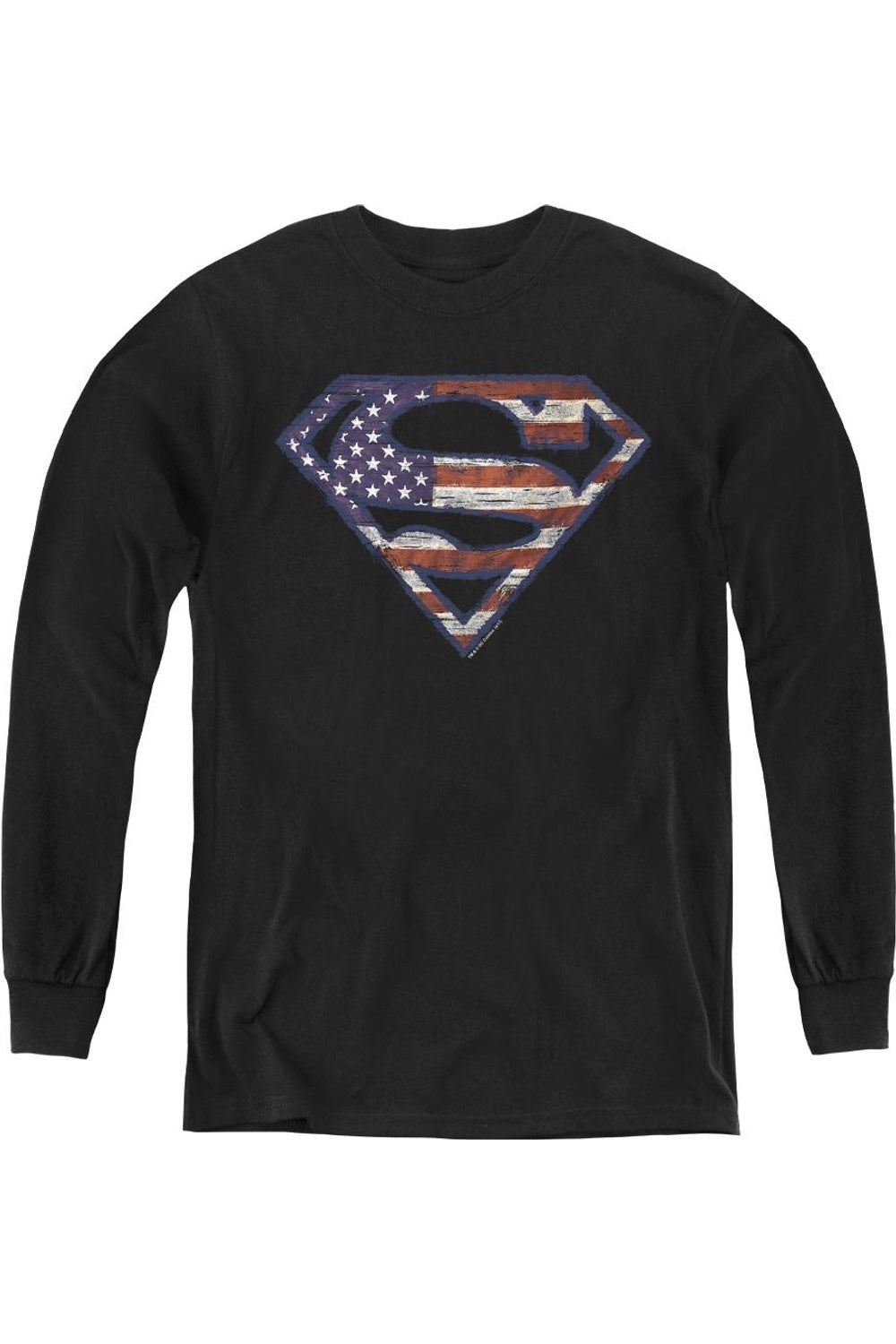 

Футболка с длинным рукавом для подростков "Superman" с флагом в стиле потертостей Gildan, черный