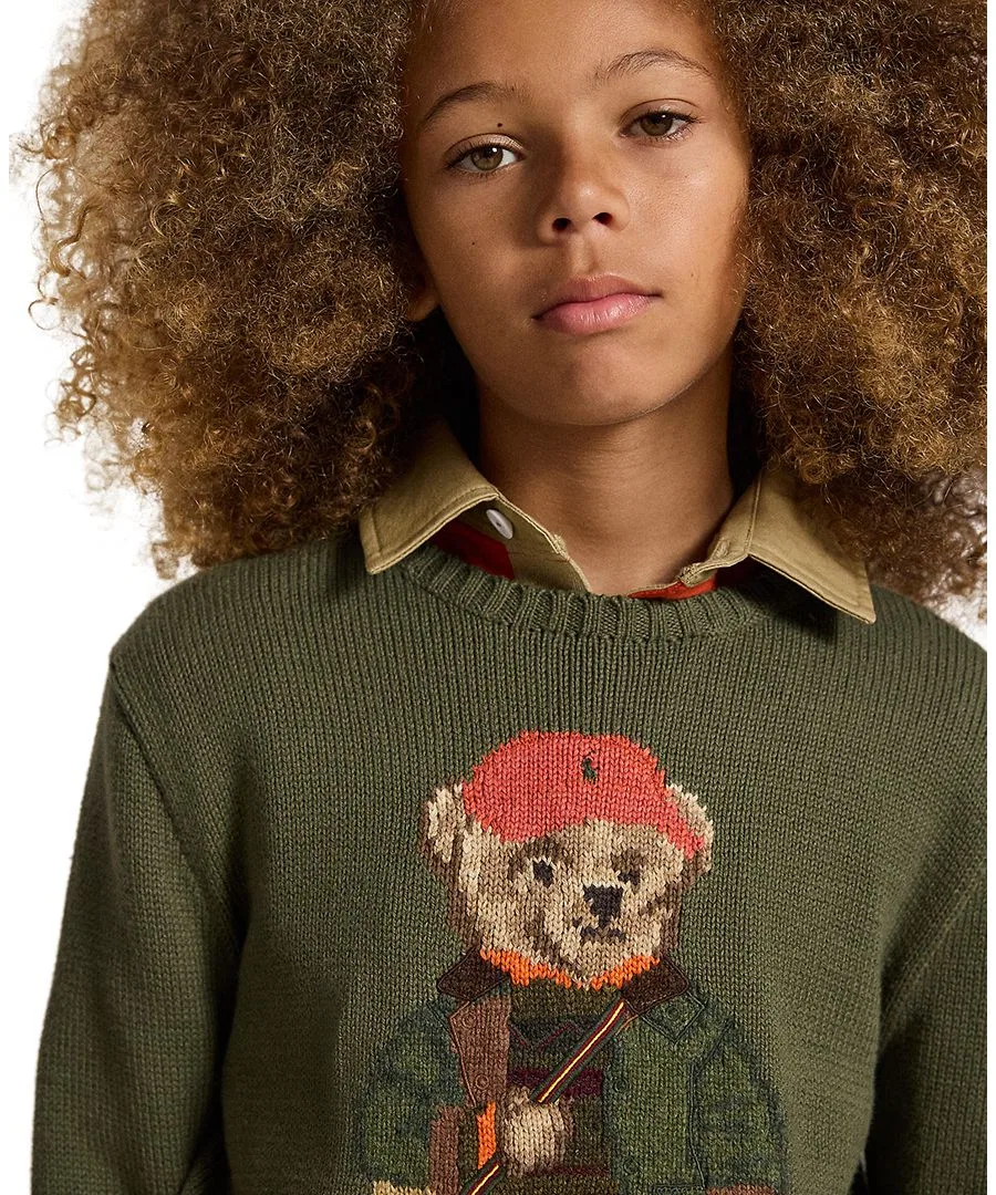 Детский свитер Polo Bear с вышивкой (8-20 лет) Polo Ralph Lauren, Cruise Olive — фото 3