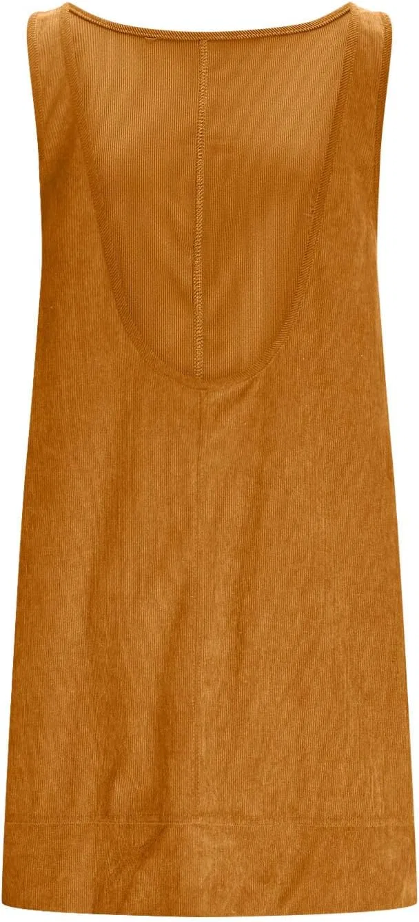 Женское вельветовое платье-комбинезон Corduroy Overall Tank Dress, Orange — фото 3