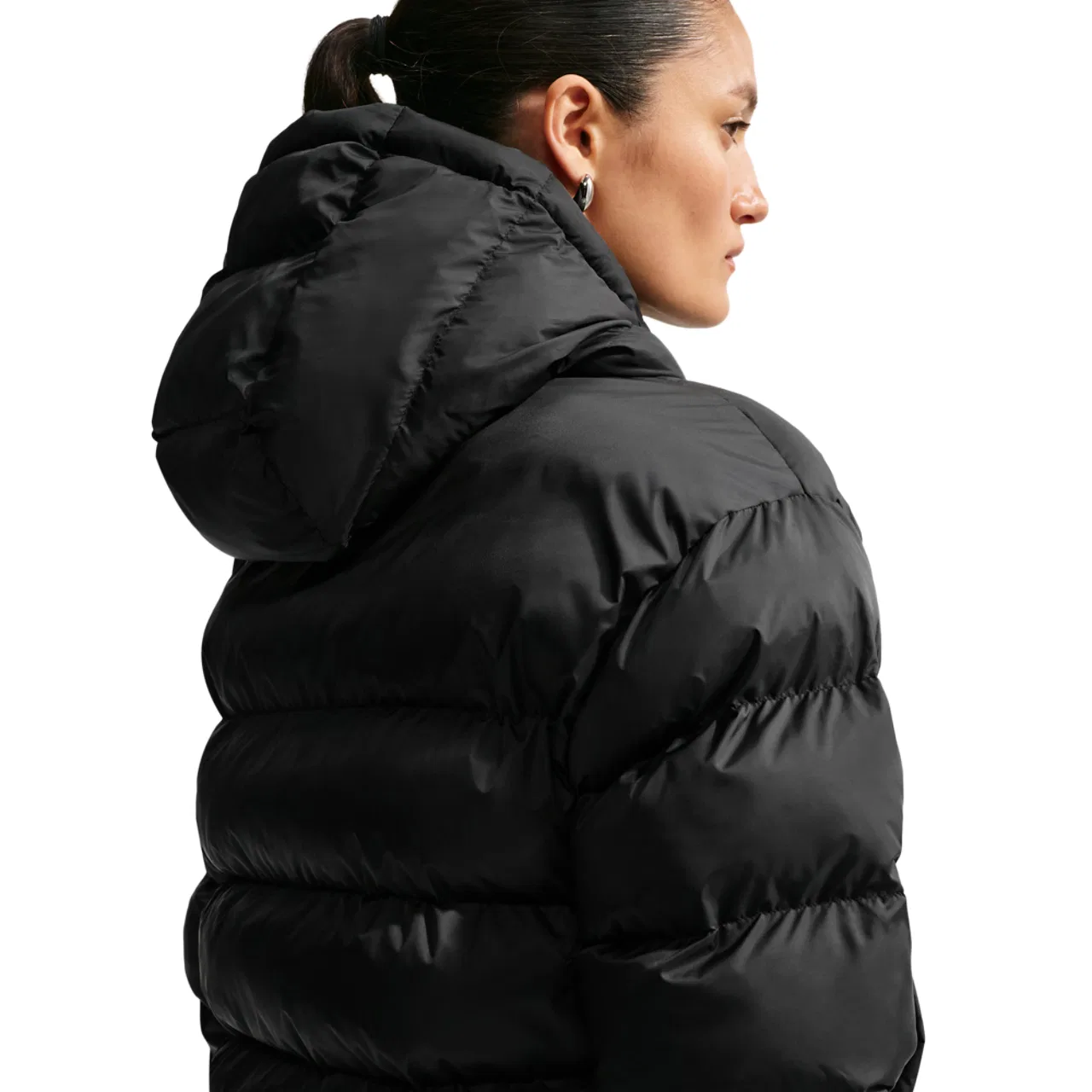 Женская куртка-пуховик с капюшоном Nike Therma-FIT Synthetic Classic Jacket, Black/Sail — фото 2