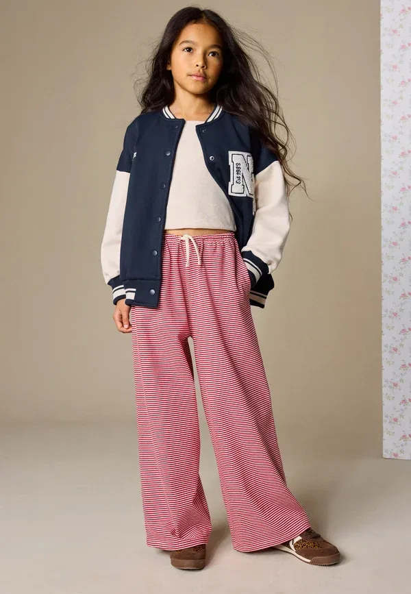 Брюки хлопковые Wide leg - tracksuit bottoms Next, красная полоска — фото 2