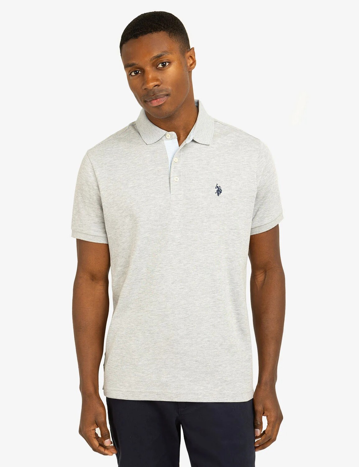 

Футболка поло U.S. Polo Assn. Solid Interlock With Woven Trim, серый