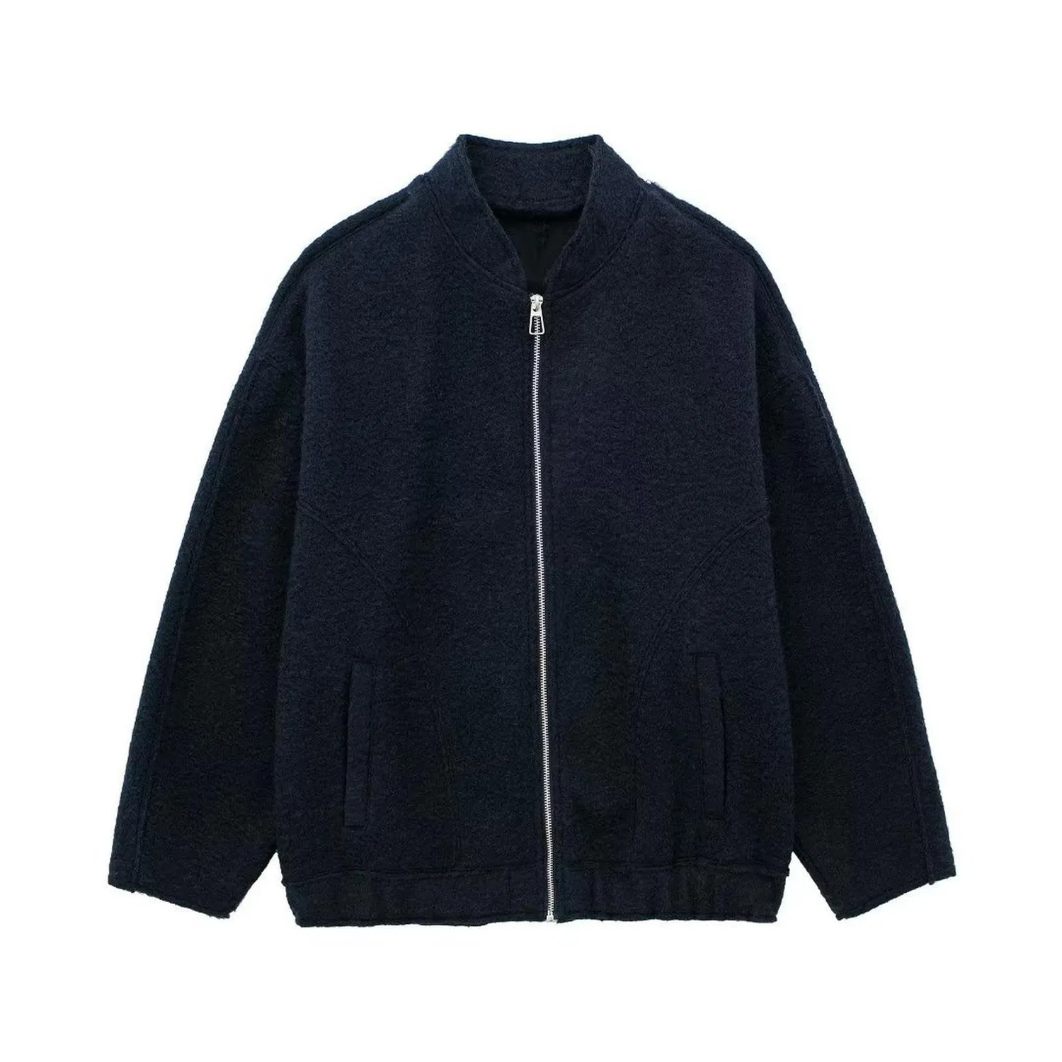 Женская куртка с воротником-стойкой и молнией, синяя, XS, blu navy