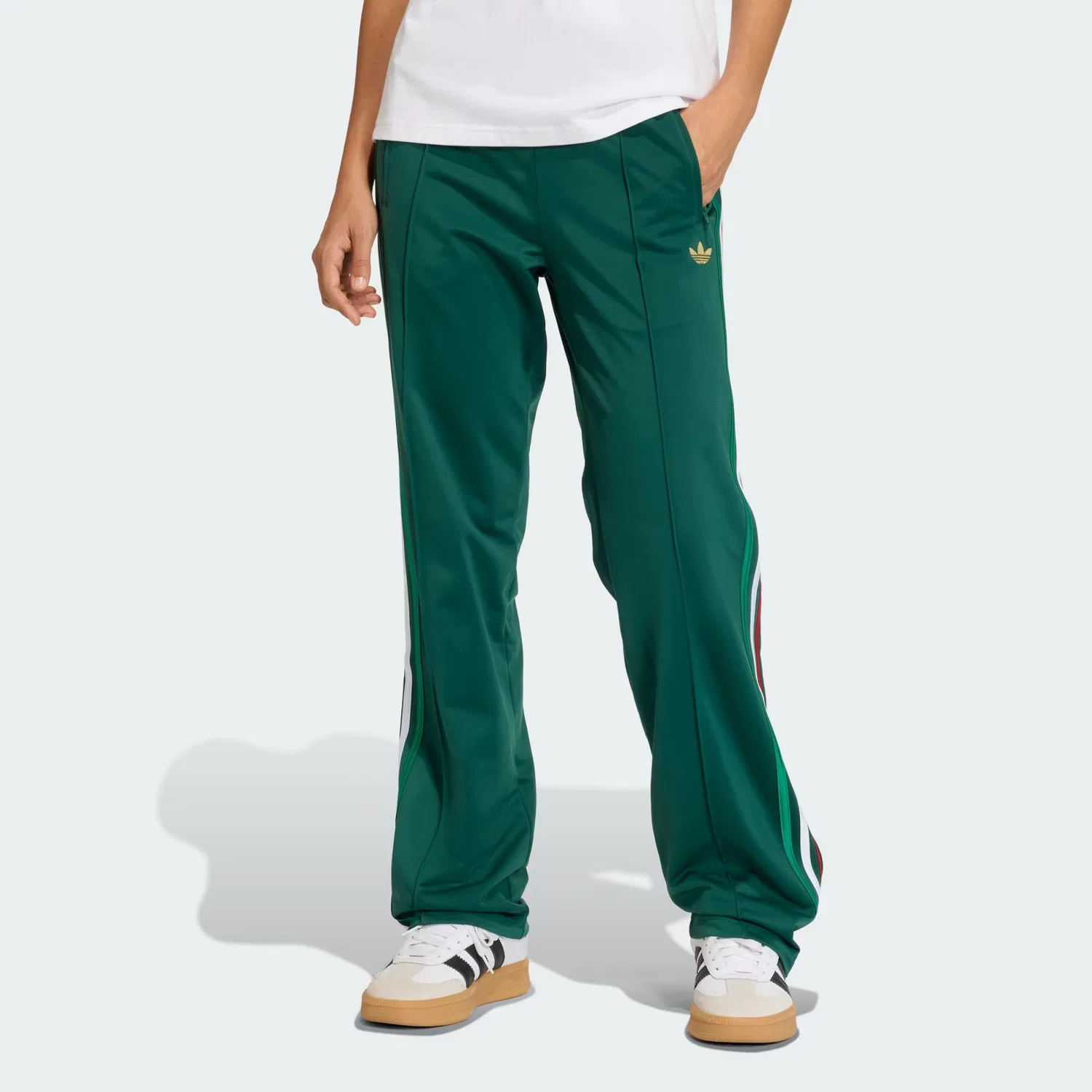 Женские спортивные штаны с трикотажной фактурой Firebird Classic Adidas Originals, темно-зеленый/ярко-зеленый/белый/алый