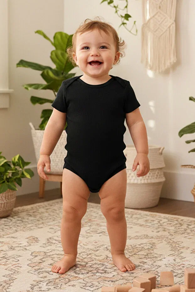 Детское боди с коротким рукавом комплект 5 шт Basics Mahfel, Dark Black — фото 4