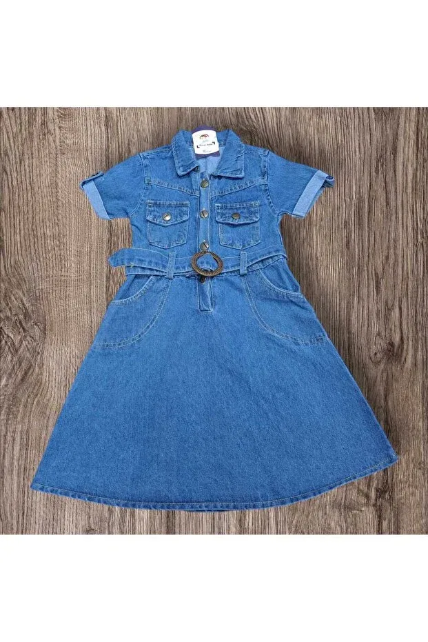 Детское джинсовое платье для девочек Tosyalı Burak Bebe, Blue — фото 2