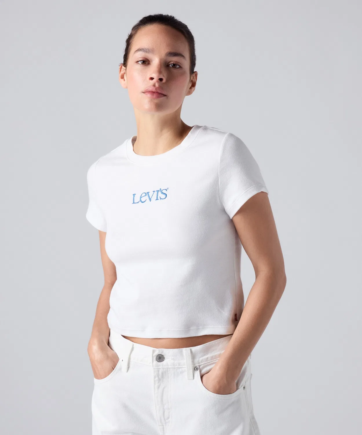 Женская футболка с принтом, укороченная, с коротким рукавом, Graphic Essential Baby T-Shirt Levi's, Белый