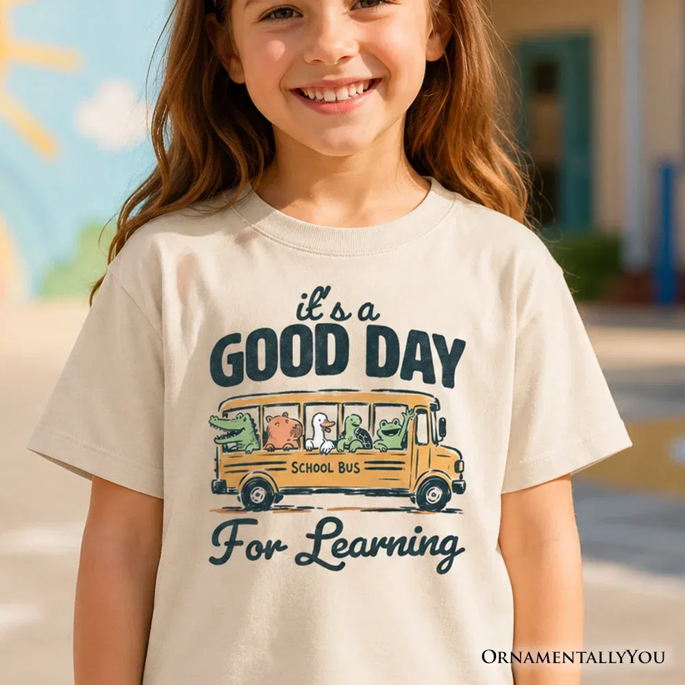 Детская футболка с принтом школьного автобуса School Bus Student Youth T-Shirt OrnamentallyYou, Sand