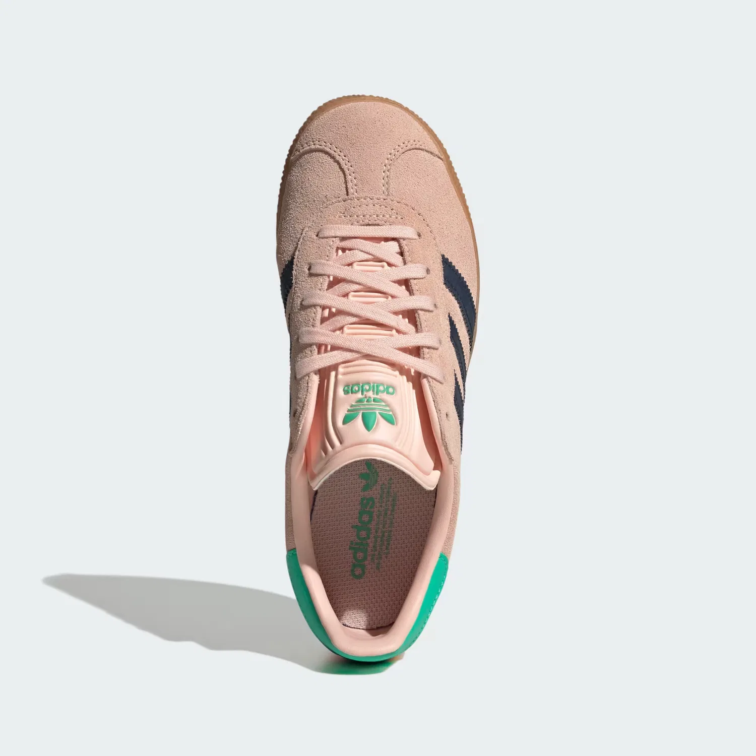 Детские кроссовки из замши Gazelle Adidas Originals, нежно-розовый/темно-индиго/ярко-зеленый — фото 2