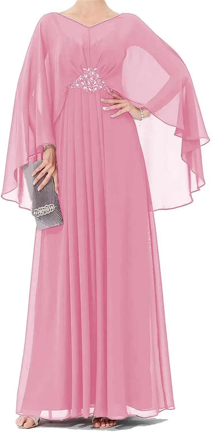 Женское вечернее платье с мысом и капюшоном LA68, Pink
