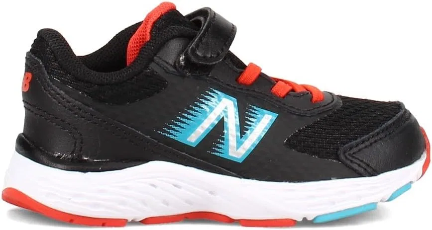 Детские кроссовки для девочек с липучкой 680 V6 New Balance, Black/Orange/Blue — фото 4