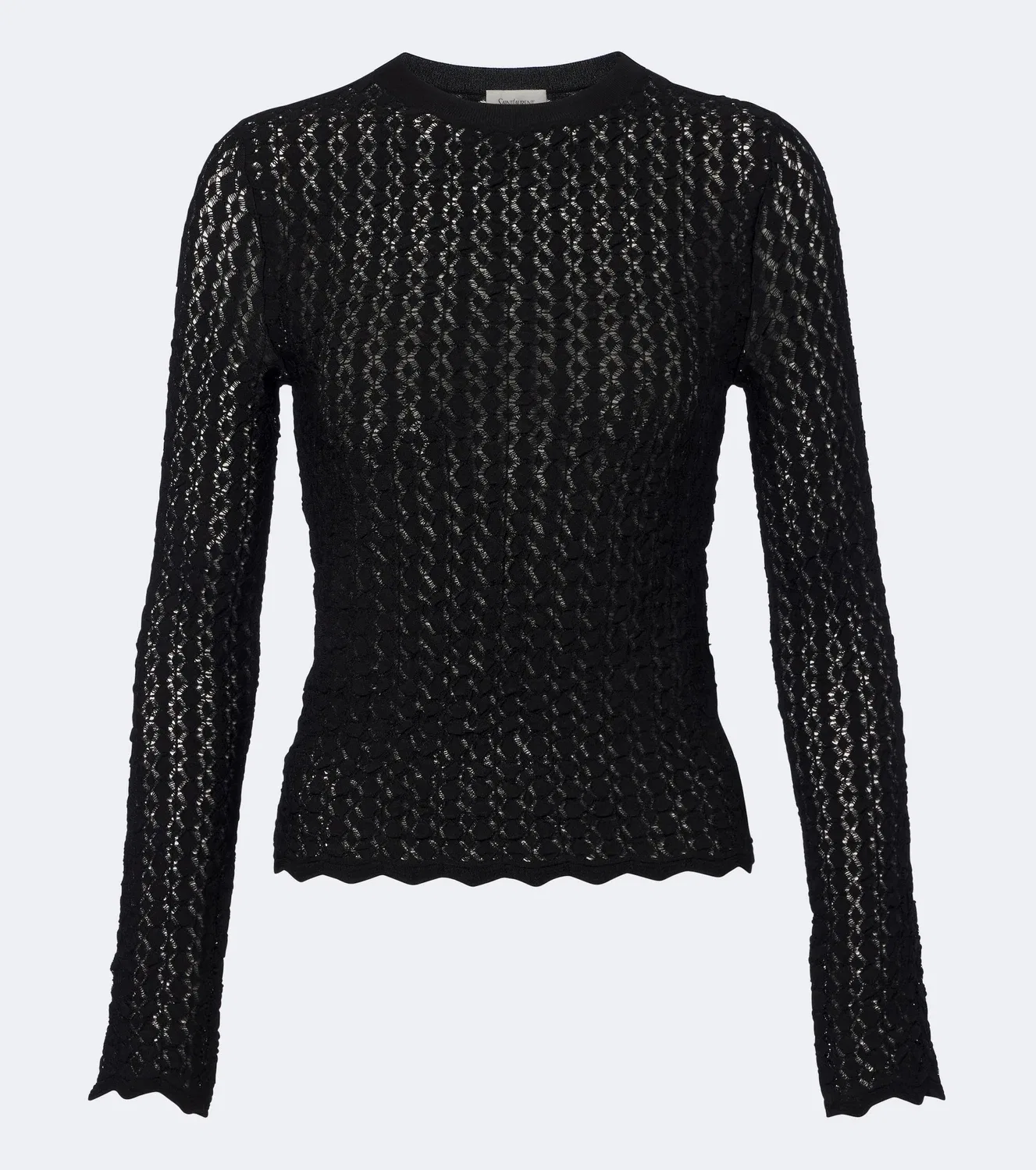 Топ полупрозрачный с круглым вырезом Saint Laurent, черный