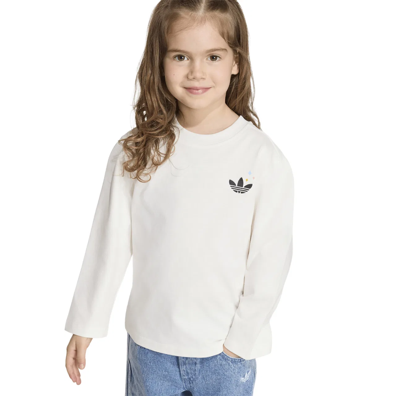 Футболка для девочек Loose T-Shirt Adidas Originals, цвет Off White — фото 3