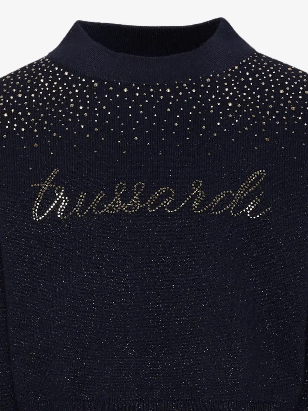 Джемпер с логотипом, отделанный кристаллами Trussardi Junior, синий — фото 3