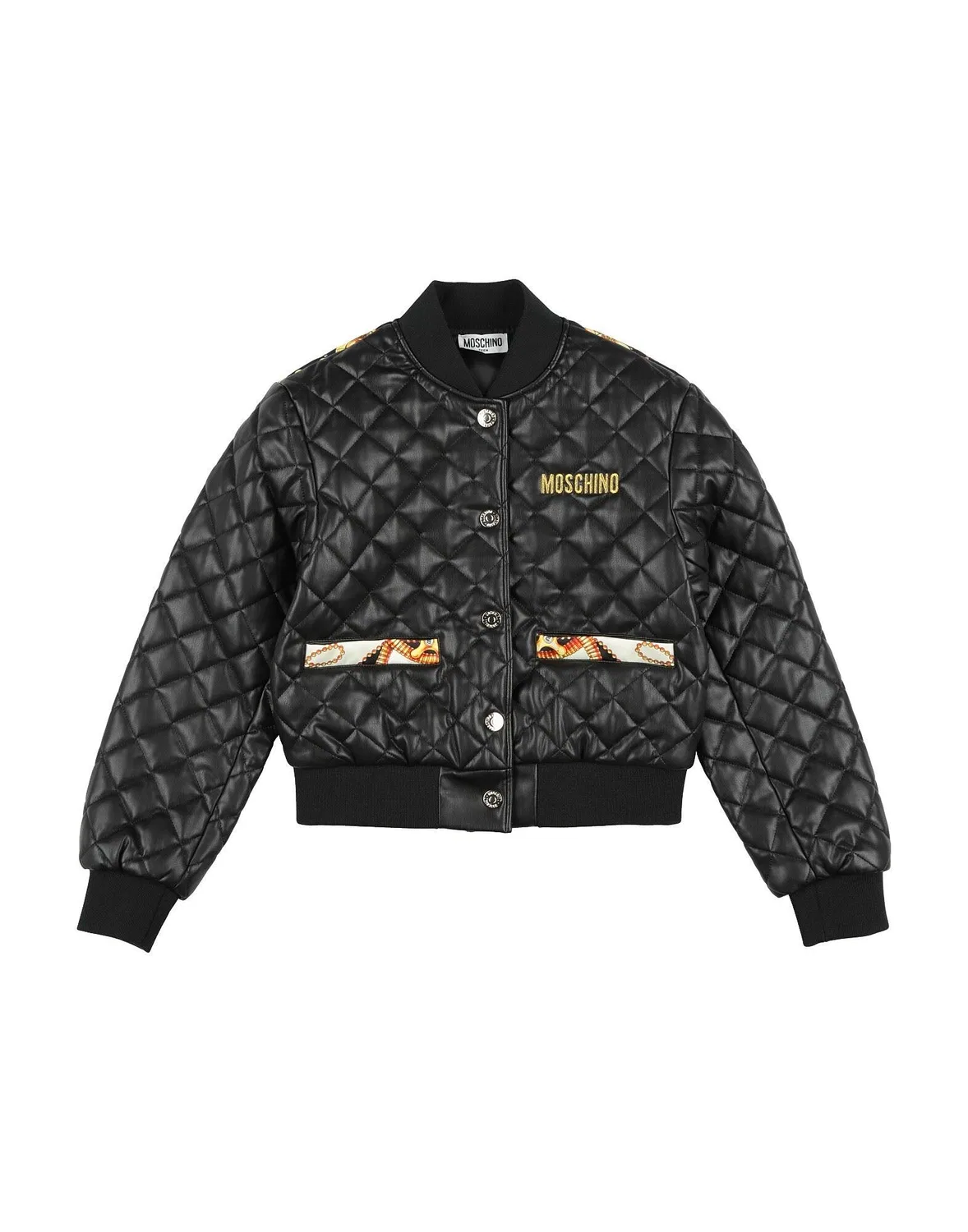 Куртка из синтетического материала с принтом Moschino Teen, черный