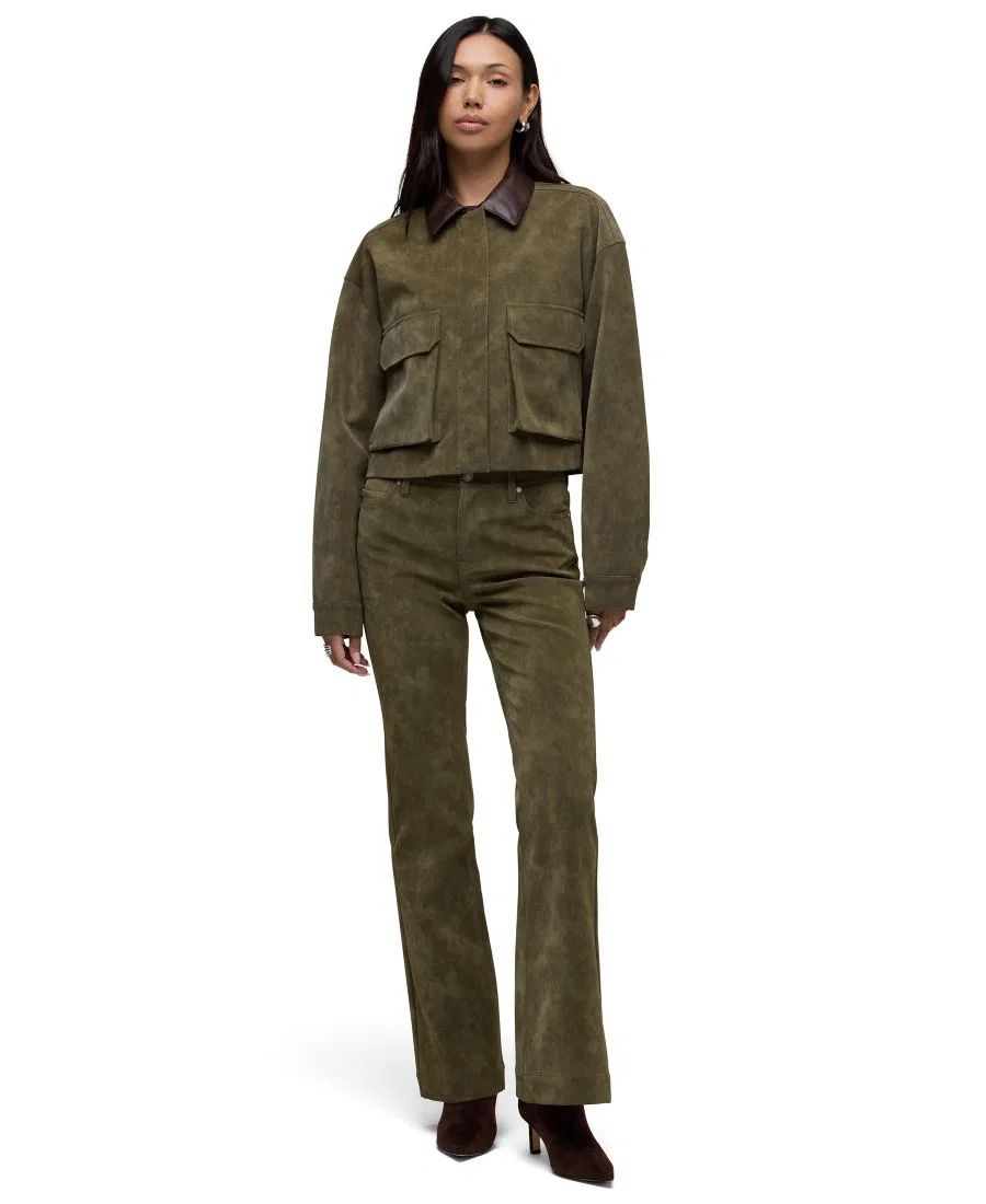 Женская куртка-чукка из экокожи с утилитарным кроем, укороченная Hudson Jeans, Army Green — фото 2