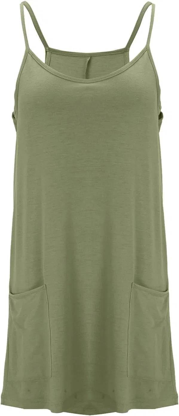 Женский спортивный мини-дресс с встроенными шортами Spaghetti Strap, Green — фото 4