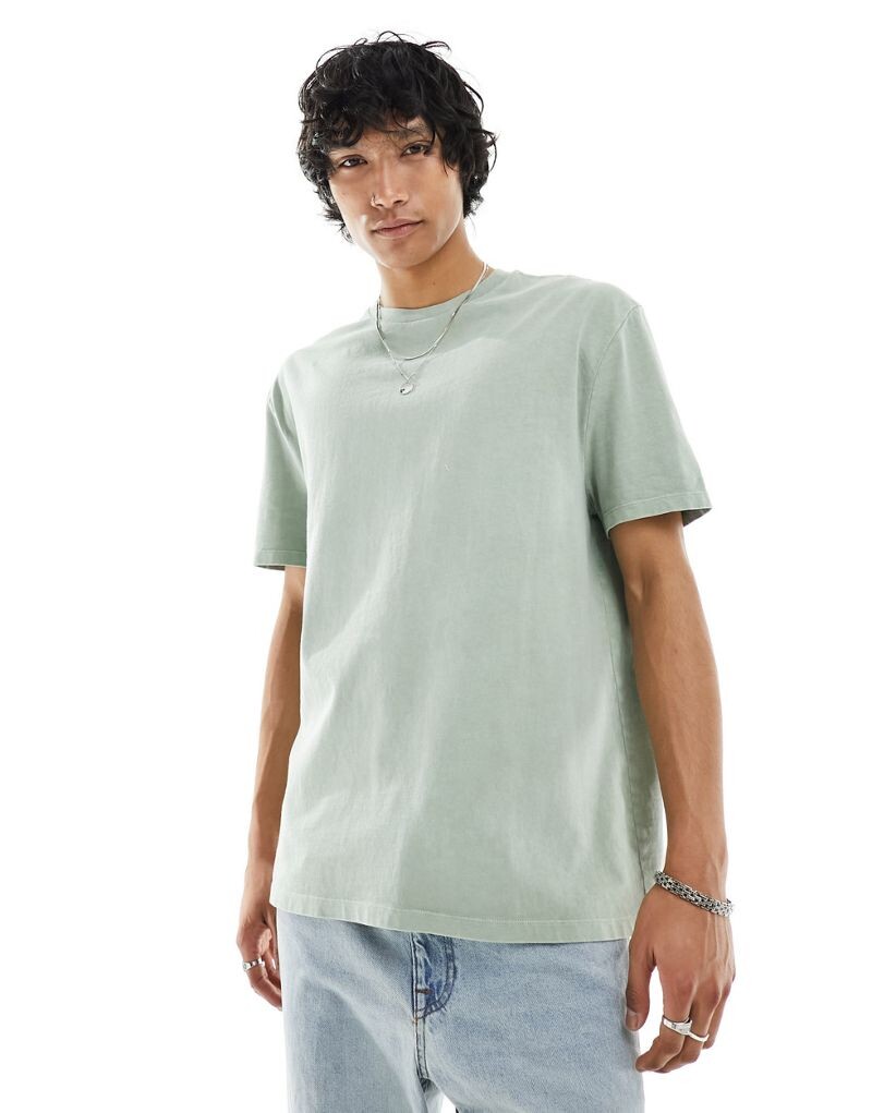 

Тяжелая зеленая футболка свободного кроя ASOS DESIGN
