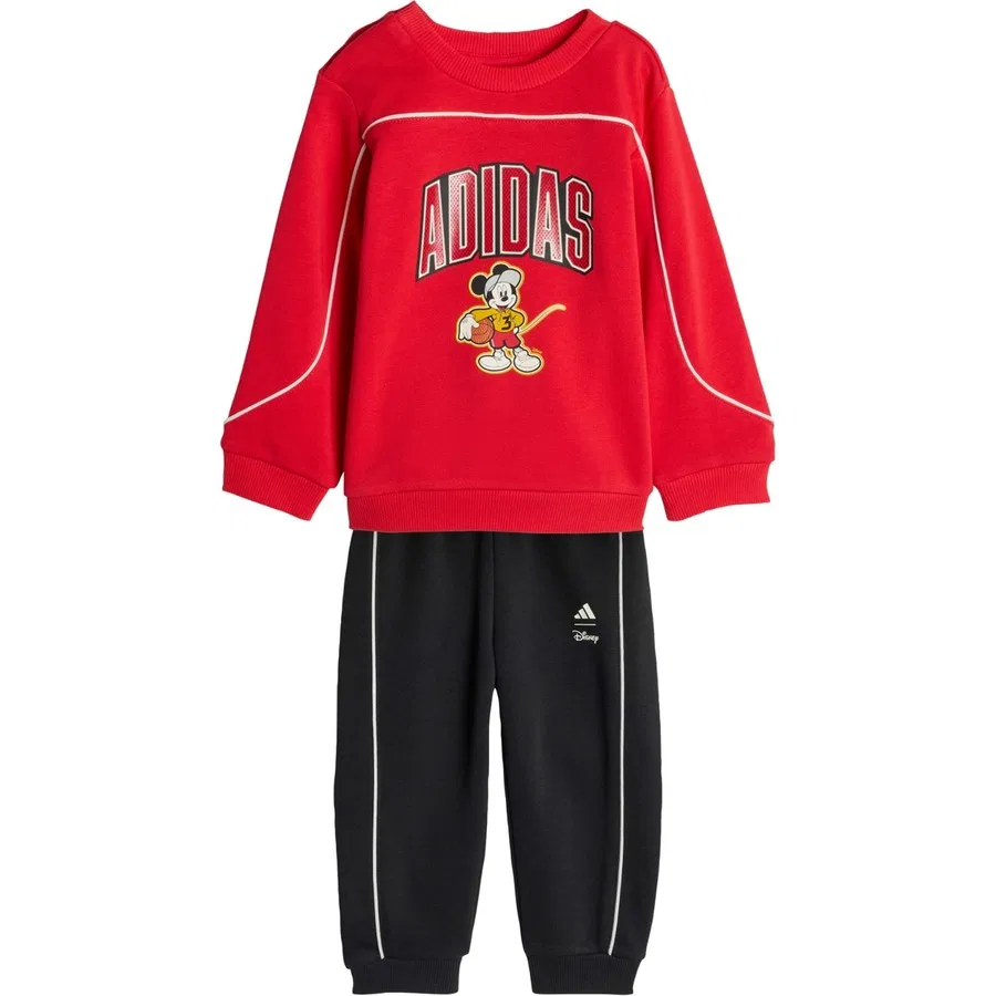 Комплект спортивного костюма с принтом Disney Mickey Mouse Adidas Sportswear, Красно-белый