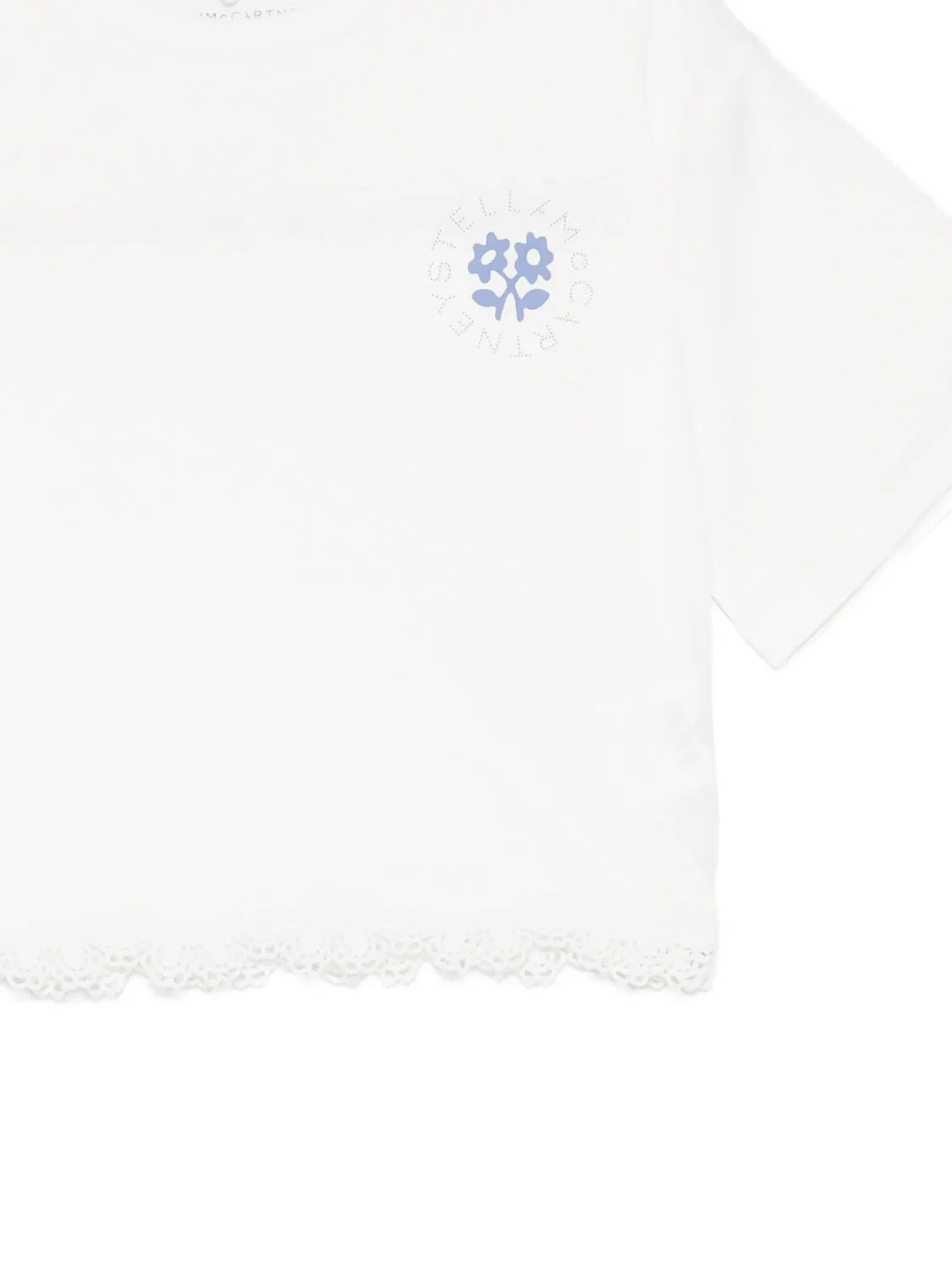 Футболка с цветочным принтом и кружевом Stella Mccartney Kids, белый — фото 3