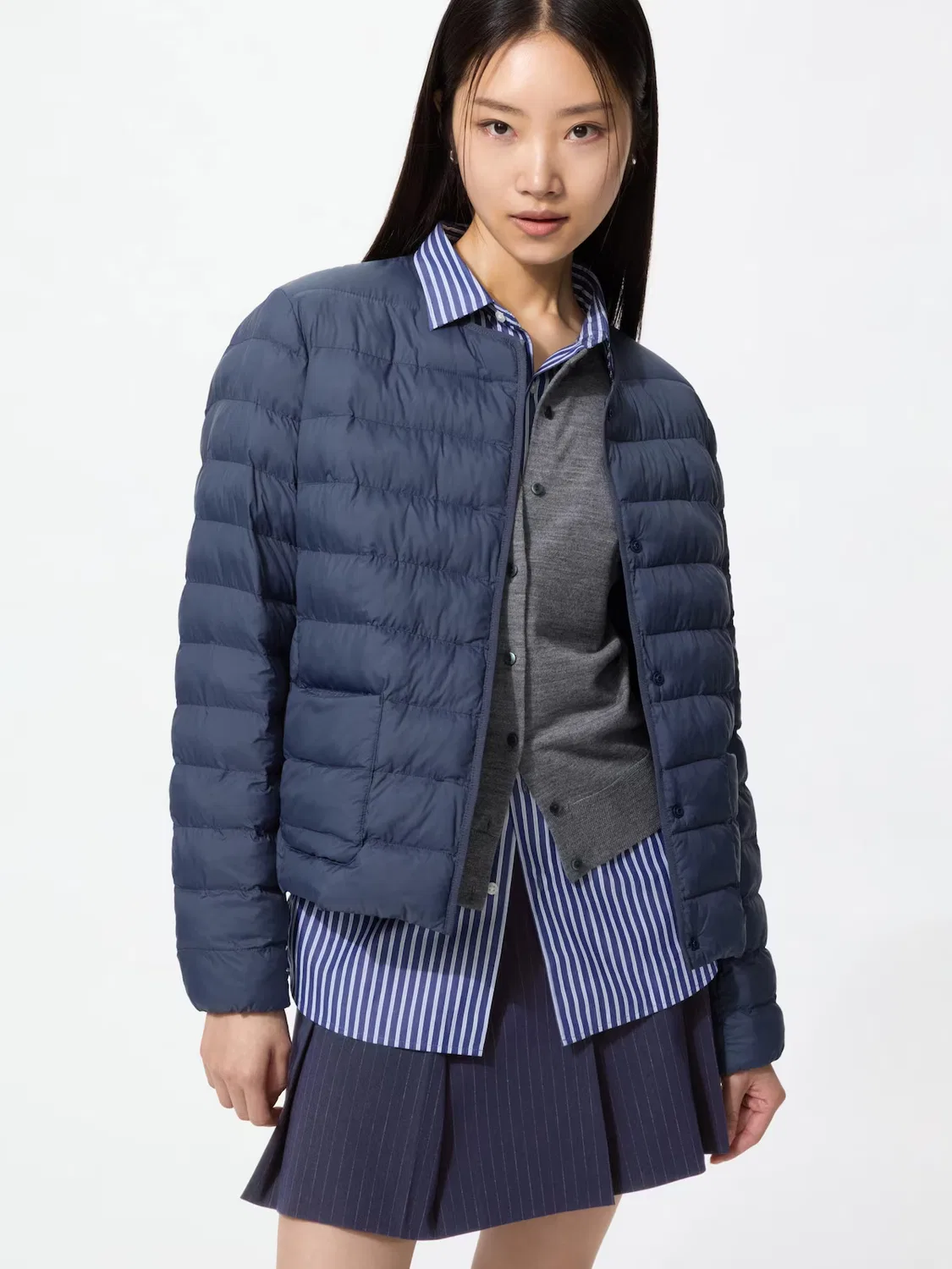 Куртка Pufftech Uniqlo, компактная пуховая куртка, темно-синий