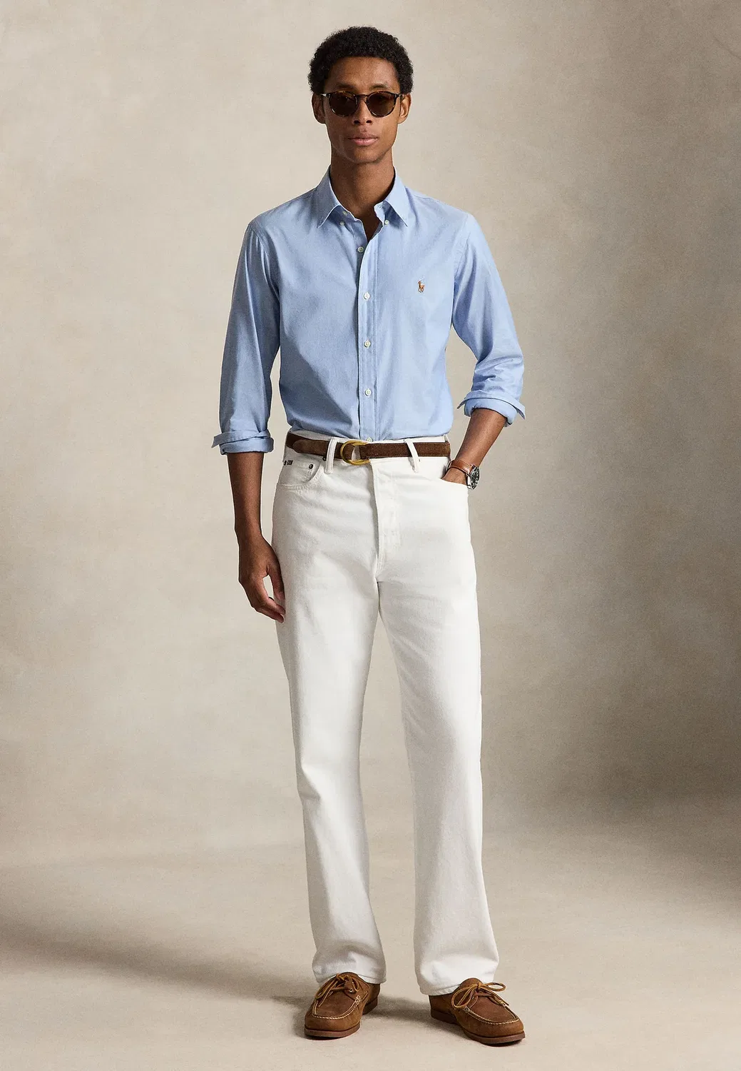 Рубашка-Оксфорд из эластичной ткани, сшитая на заказ Polo Ralph Lauren, Blue — фото 2