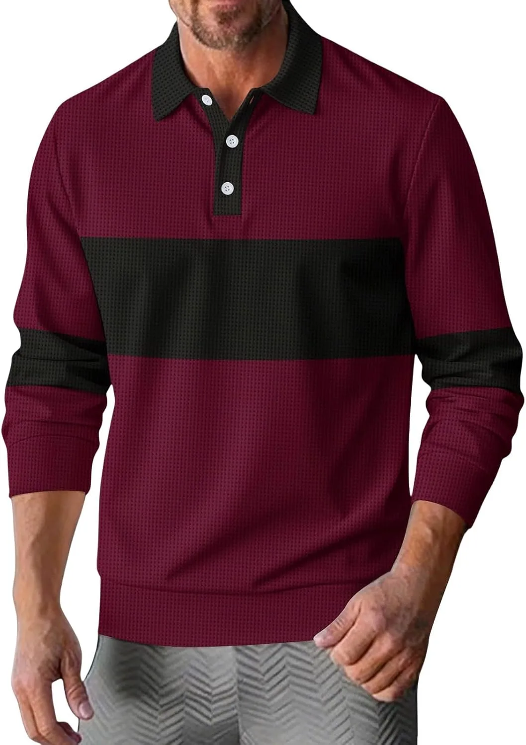 

Мужская поло-толстовка с цветными блоками, длинный рукав, Slim Fit