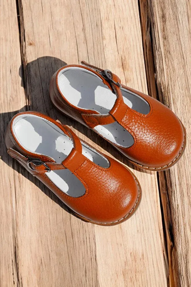 Детские туфли для девочек ортопедические Cevoclub Kids, Tan — фото 4
