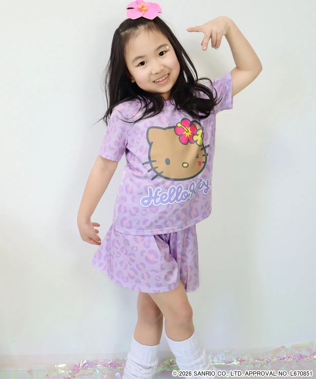 Детский комплект пижамы с принтом Hello Kitty Summer Half Sleeve, aimerfeel, Purple