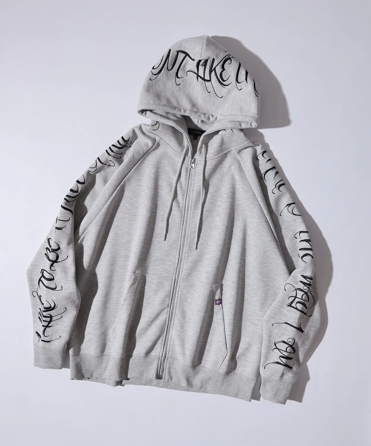 Детский худи с длинным рукавом без принта, с вышивкой, модель Sleeve Embroidered Full-Zip Hoodie RE730, Gray