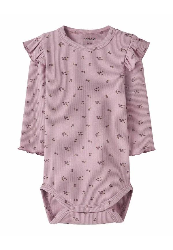 Боди с цветочным принтом Long sleeved Name It, keepsake lilac, сиреневый/мятный