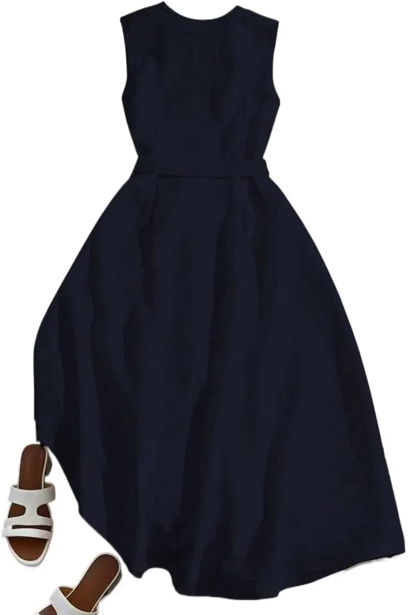 Женское A-силуэта платье на пуговицах Huhuidong, Navy Blue — фото 3