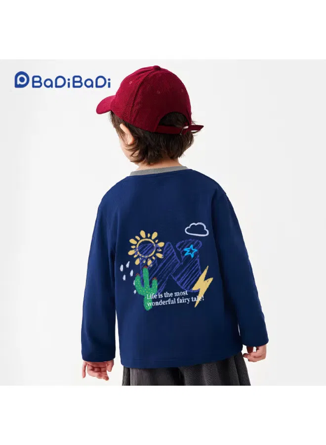 Футболка с длинным рукавом с принтом Badibadi, синий